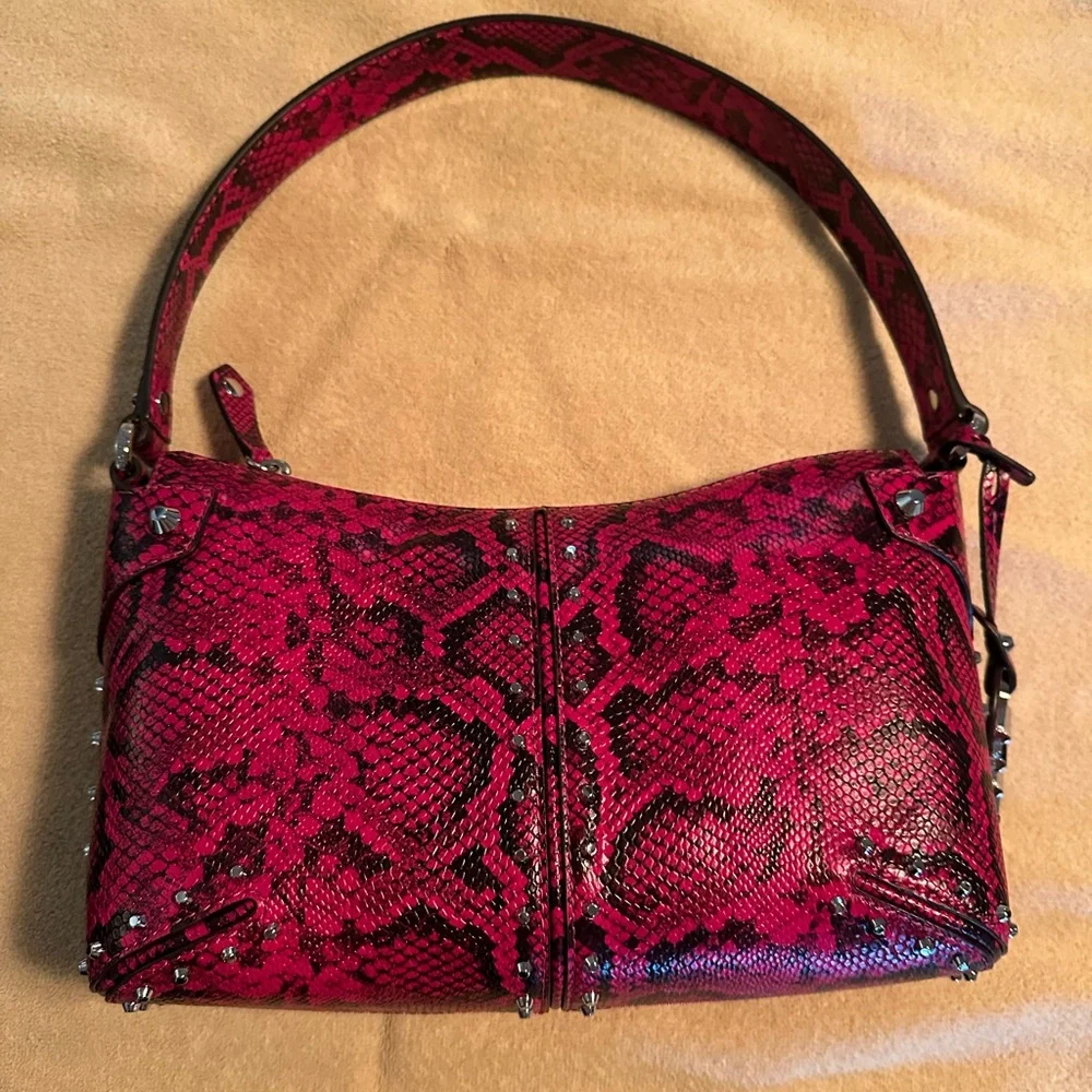 Michael Kors Hot Pink Snakeskin-Print Shoulder Bag